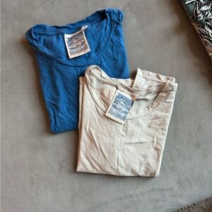 Jungmaven cropped Ojai tees sz S (canvas and galaxy blue)